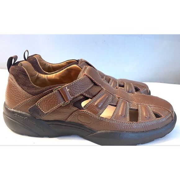 Dr. Comfort Fisherman Sandals Brown Padded Collar Hook Loop Leather Men’s 12 M main image 14